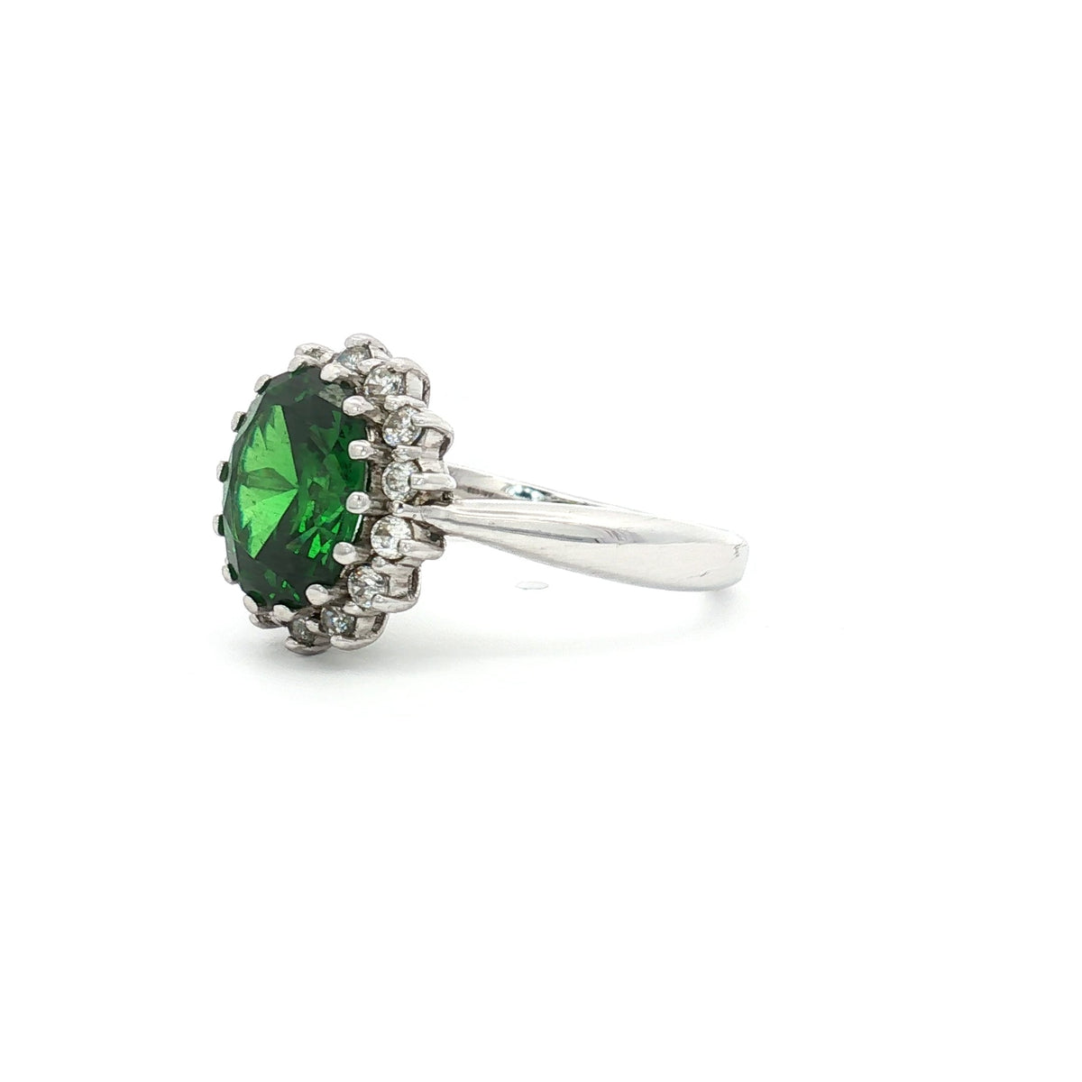 Duchess Oval Cut Diamond Cluster Ring with Emerald Centre Stone