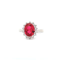 Duchess Oval Cut Diamond Cluster Ring with Ruby Centre Stone