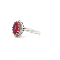 Duchess Oval Cut Diamond Cluster Ring with Ruby Centre Stone