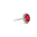Duchess Oval Cut Diamond Cluster Ring with Ruby Centre Stone