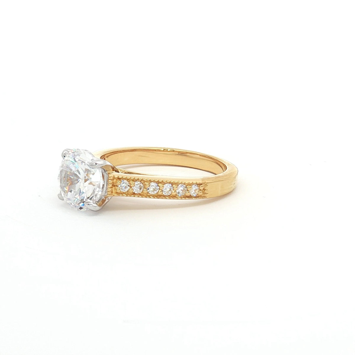 Brilliant Soliatire Ring with Milgrain Setting