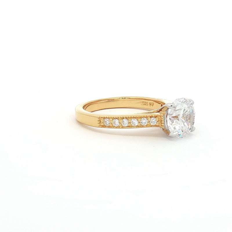 Brilliant Soliatire Ring with Milgrain Setting