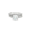 Brilliant Soliatire Ring with Milgrain Setting side Diamonds and Matching Half Eternity Band in Yellow