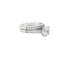 Brilliant Soliatire Ring with Milgrain Setting side Diamonds and Matching Half Eternity Band in Yellow