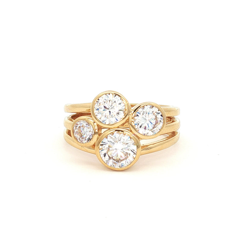 Four Stone Bubble Bezel Ring