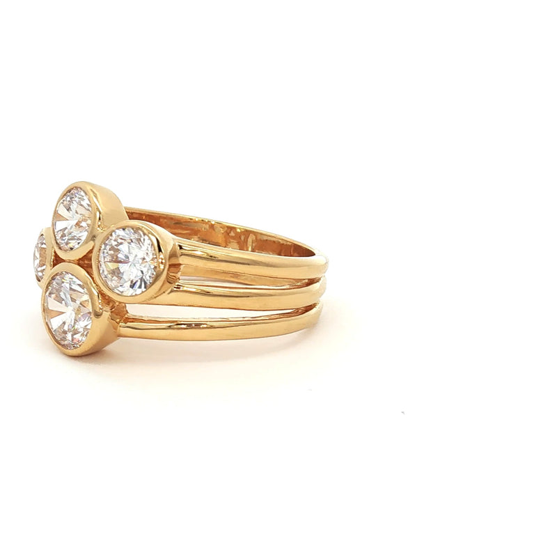 Four Stone Bubble Bezel Ring