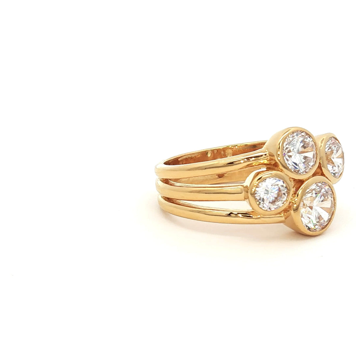 Four Stone Bubble Bezel Ring