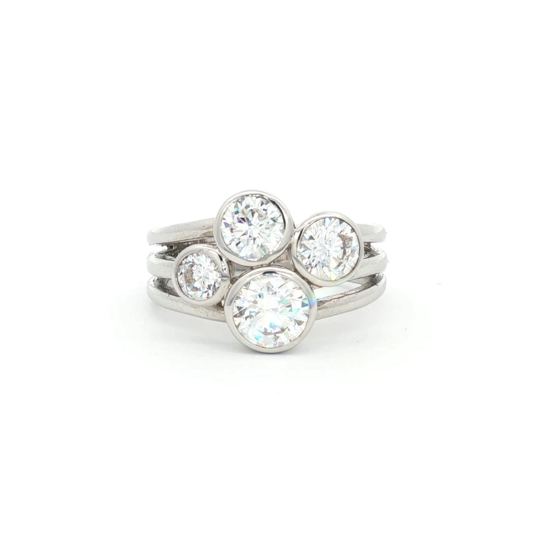 Four Stone Bubble Bezel Ring