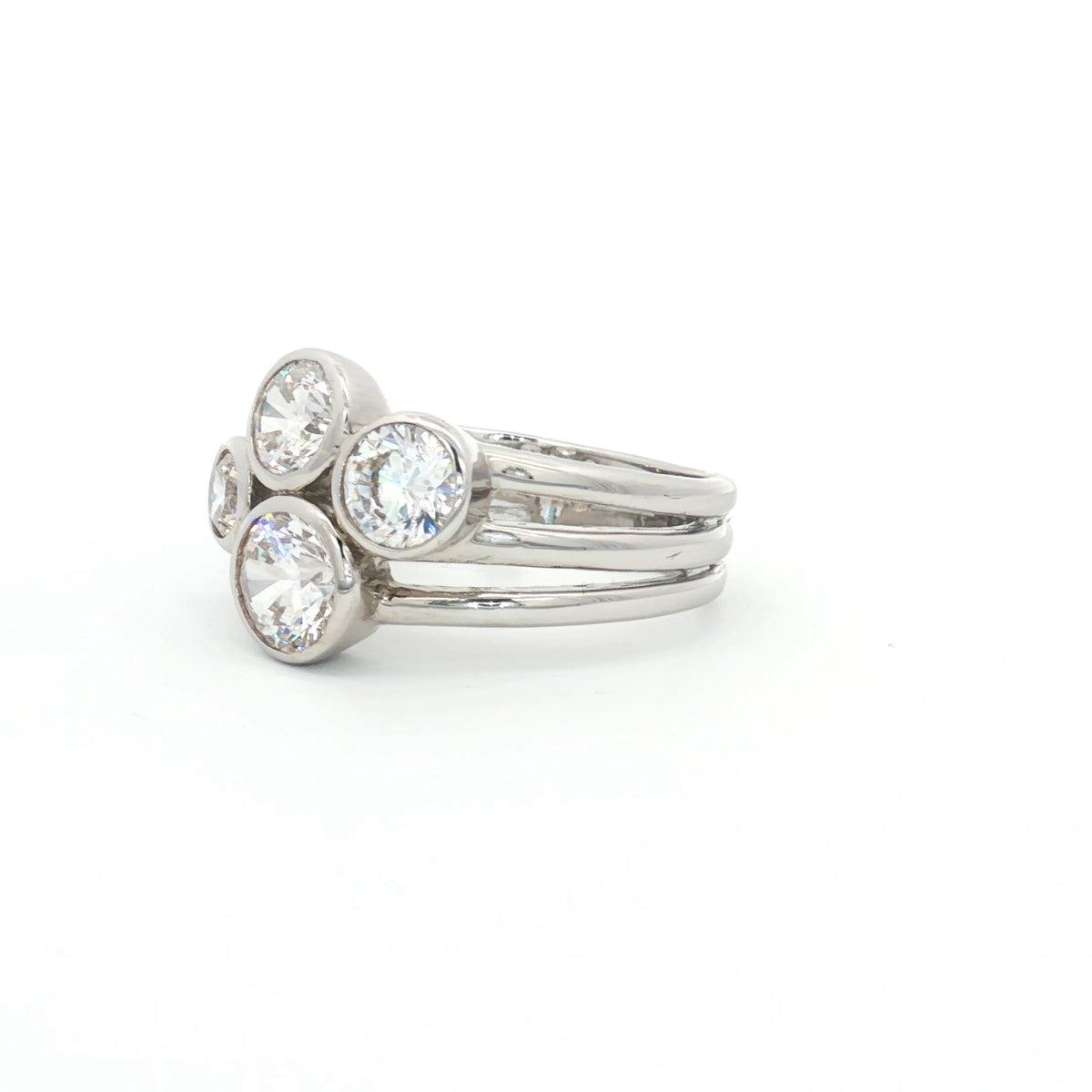 Four Stone Bubble Bezel Ring