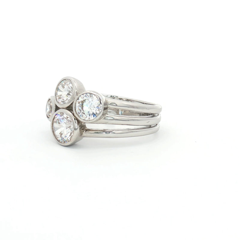 Four Stone Bubble Bezel Ring