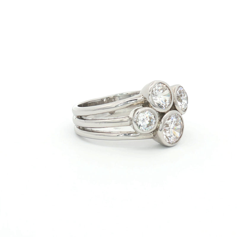 Four Stone Bubble Bezel Ring