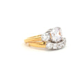 The Meghan Three Stone Ring and Five Stone Curved Band in Yellow