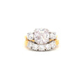 The Meghan Three Stone Ring and Five Stone Curved Band in Yellow