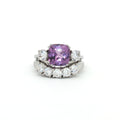 The Meghan Amethyst Three Stone Ring and Five Stone Curved Band