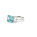 The Meghan Three Stone Ring with Aqua Marine Centre Stone