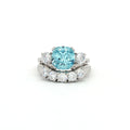 The Meghan Aqua Maine Three Stone Ring and Five Stone Curved Band
