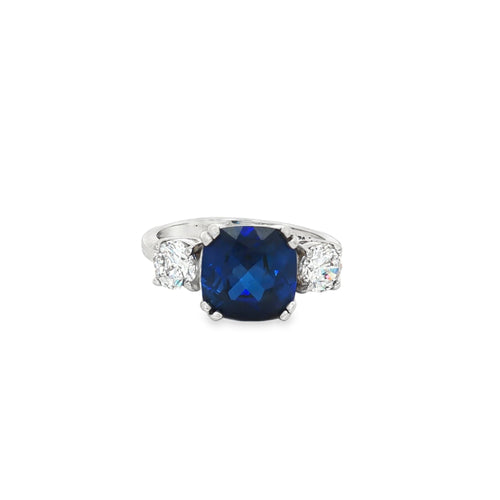 The Meghan Three Stone Ring with Sapphire Centre Stone