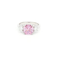 The Meghan Three Stone Ring with Pink Centre Stone