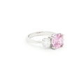 The Meghan Three Stone Ring with Pink Centre Stone