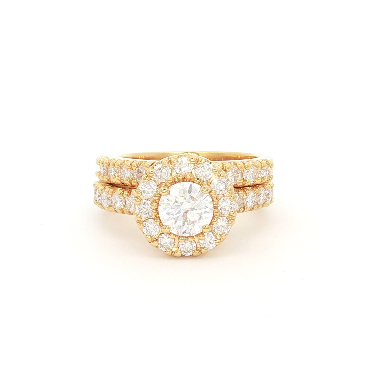 Halo Setting Ring with Small Brilliants and Matching Band
