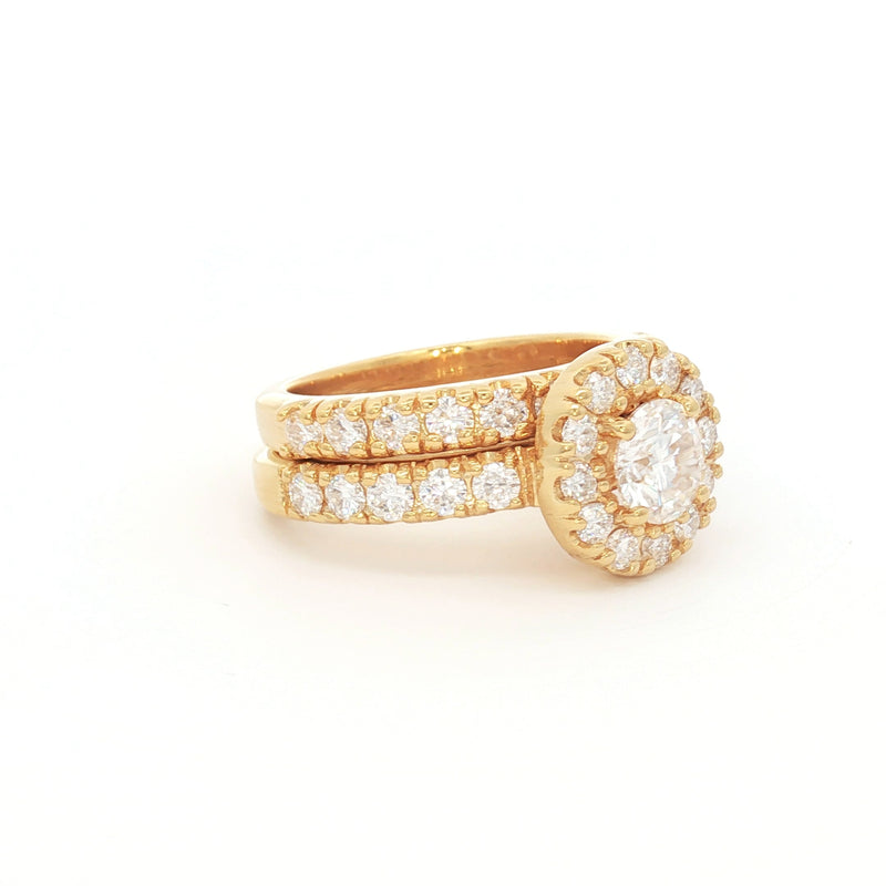 Halo Setting Ring with Small Brilliants and Matching Band