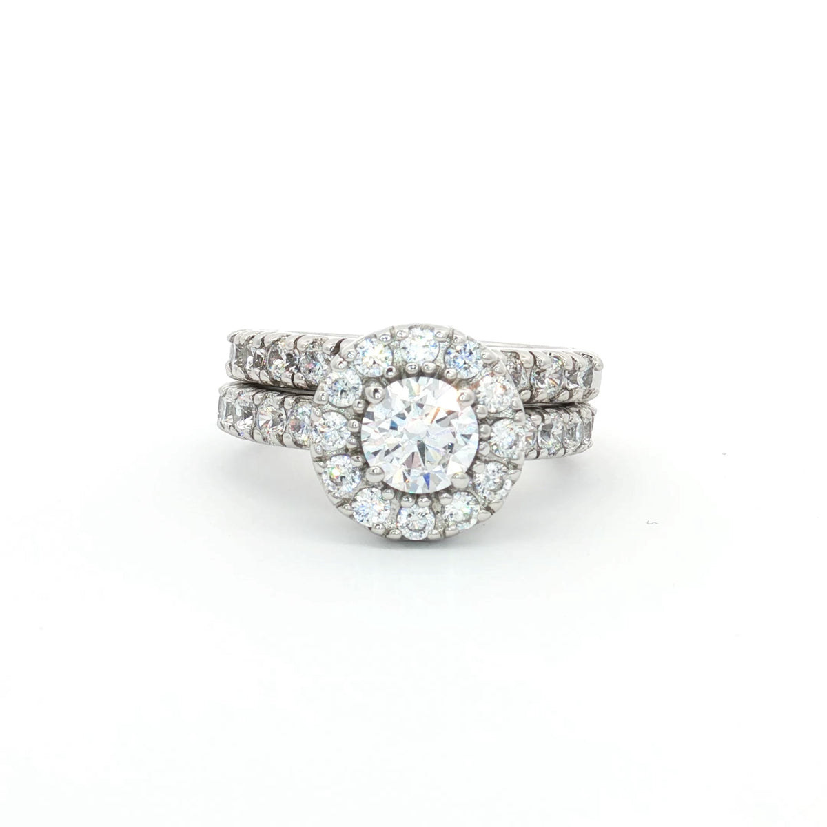 Halo Setting Ring with Small Brilliants and Matching Band