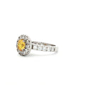 Halo Setting Ring with Small Brilliants with Yellow Centre Stone