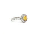 Halo Setting Ring with Small Brilliants with Yellow Centre Stone