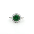 Classic Brilliant Cut Halo Ring with Emerald Centre Stone