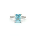 Radiant Cut Ring with Aqua Marine