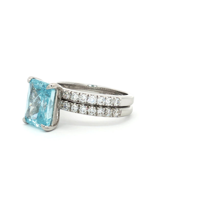 Radiant Cut  Ring and Brilliant Cut Half Eternity Band
