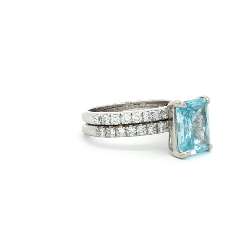Radiant Cut  Ring and Brilliant Cut Half Eternity Band