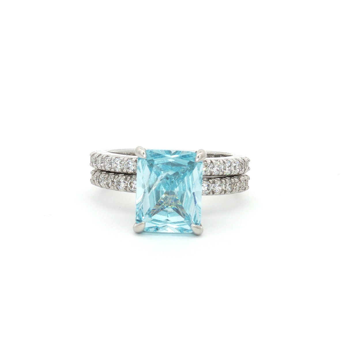 Radiant Cut  Ring and Brilliant Cut Half Eternity Band