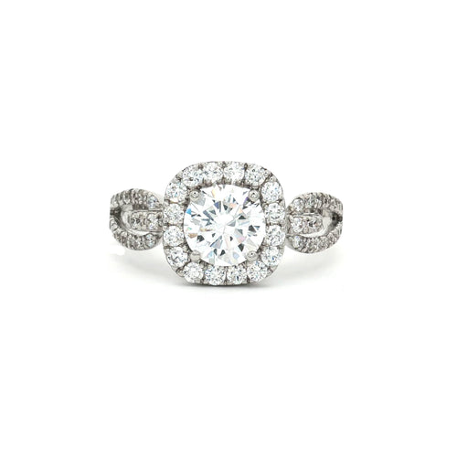Brilliant Cut Halo Ring with Split Loop Band
