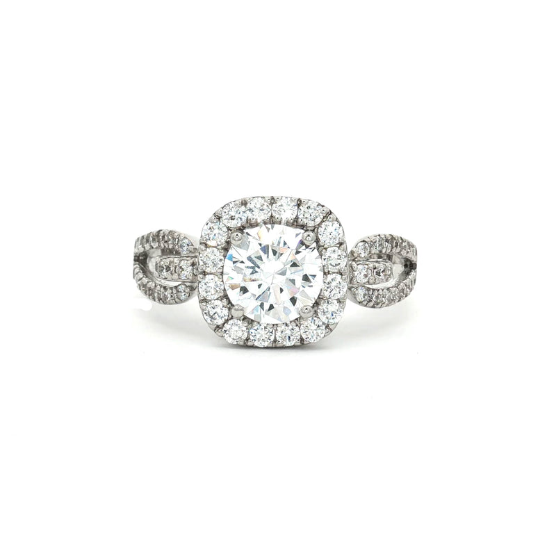Brilliant Cut Halo Ring with Split Loop Band