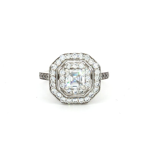 Asscher Cut Double Halo Ring
