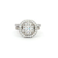 Asscher Cut Double Halo Ring and Brilliant Cut Matching Band