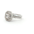 Asscher Cut Double Halo Ring and Brilliant Cut Matching Band