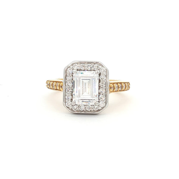 Emerald Cut Halo Ring