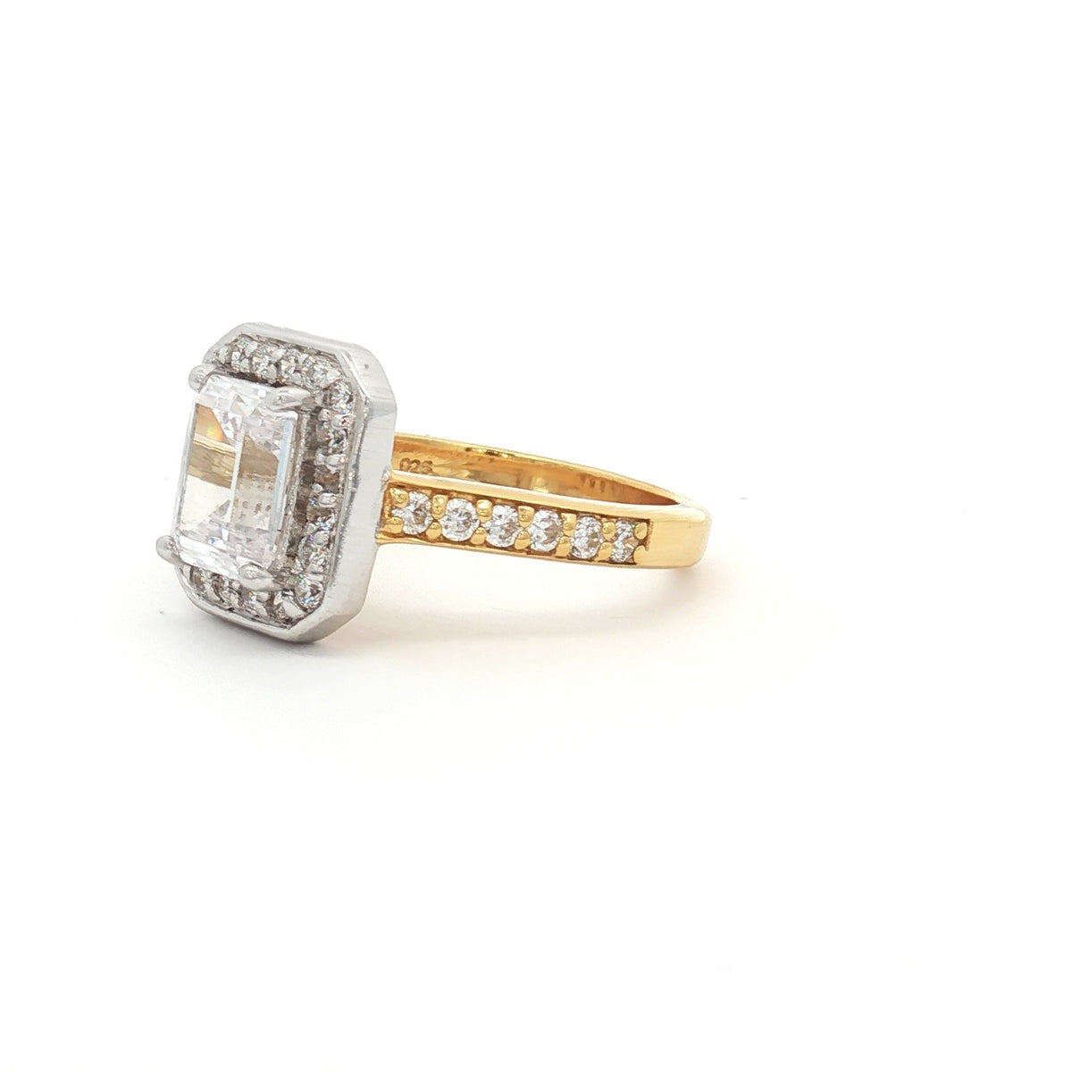 Emerald Cut Halo Ring