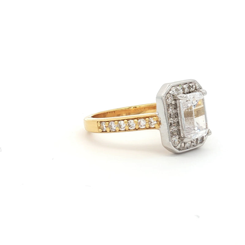 Emerald Cut Halo Ring