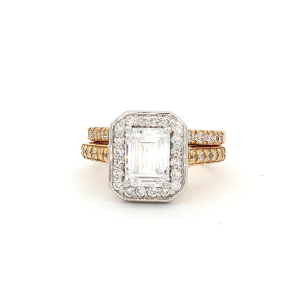 Emerald Cut Halo with  Matching Band