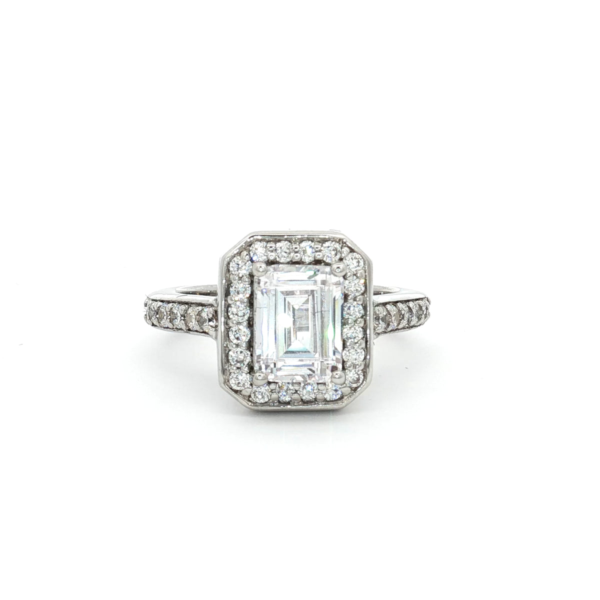 Emerald Cut Halo with  Matching Band