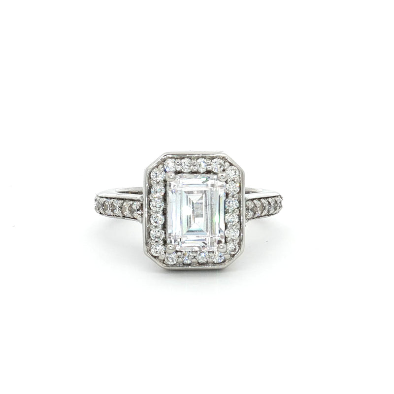 Emerald Cut Halo with  Matching Band