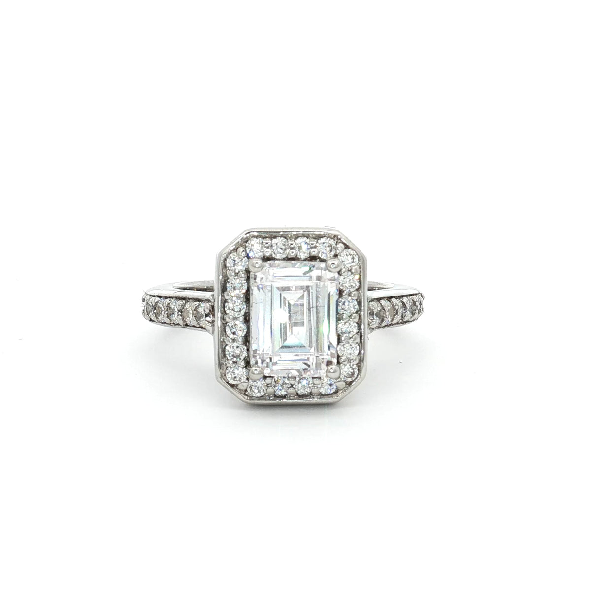 Emerald Cut Halo Ring
