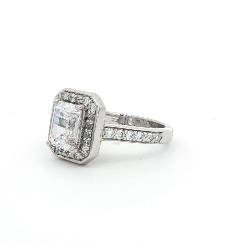 Emerald Cut Halo Ring