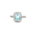 Emerald Cut Halo with Aqua Marine Stone