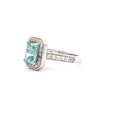 Emerald Cut Halo with Aqua Marine Stone
