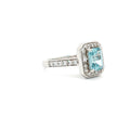 Emerald Cut Halo with Aqua Marine Stone