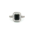 Emerald Cut Halo with Black Stone